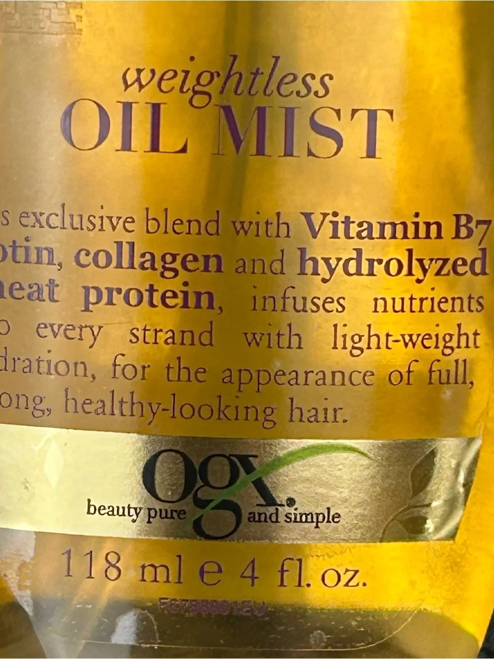 TWO OGX Biotin & Collagen Weightless Oil Spray ~ Thick & Full Hair ~ 4fl oz each